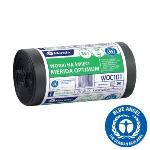Worki na śmieci 35 l, MERIDA OPTIMUM BLUE ANGEL, czarne, 50x60 cm, rolka 50 szt.