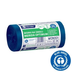 Worki na śmieci 35 l, MERIDA OPTIMUM BLUE ANGEL, niebieskie, 50x60 cm, rolka 50 szt.