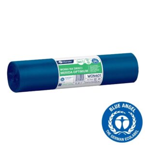 Worki na śmieci 160 l, MERIDA OPTIMUM BLUE ANGEL, niebieskie, 90x110 cm, rolka 25 szt.