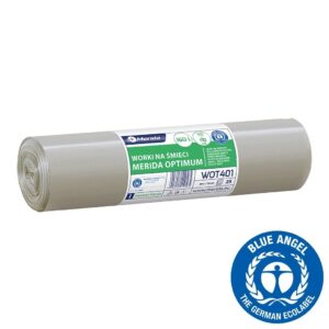 Worki na śmieci 160 l, MERIDA OPTIMUM BLUE ANGEL, bezbarwne, 90x110 cm, rolka 25 szt.