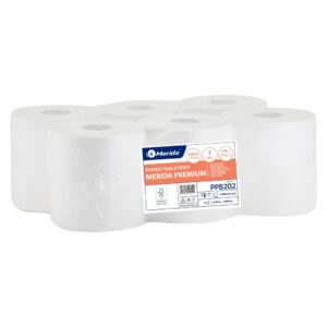 Papier toaletowy MERIDA PREMIUM, biały, średnica 19 cm, długość 120 m, trzywarstwowy, zgrzewka 12 szt.
